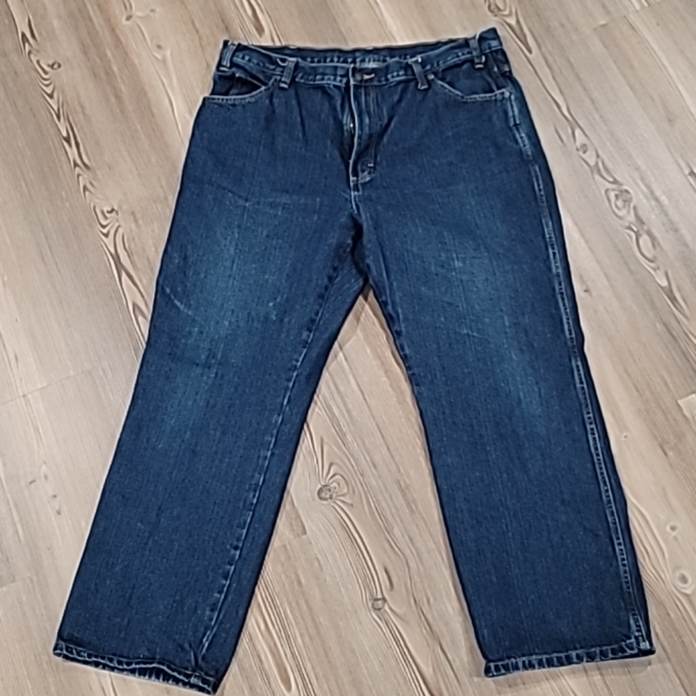 Dickies Men's Cotton Blue Work Jeans Size 38 x 30 Thick Denim - Relaxed Fit.
